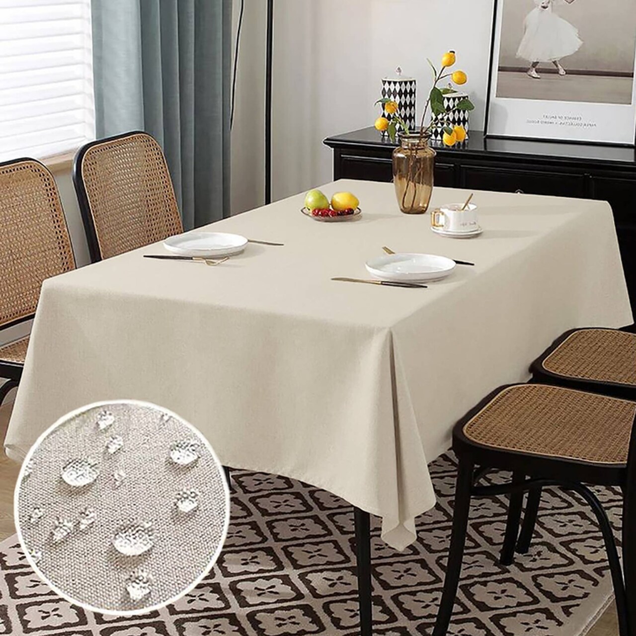 Edge Collections - 52" x 70" - White - Waterproof Table Cover for Everyday Use - 1 Piece